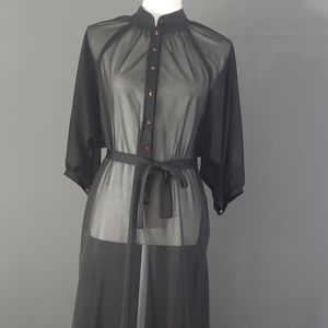 Vintage sheer black night shirt with belt